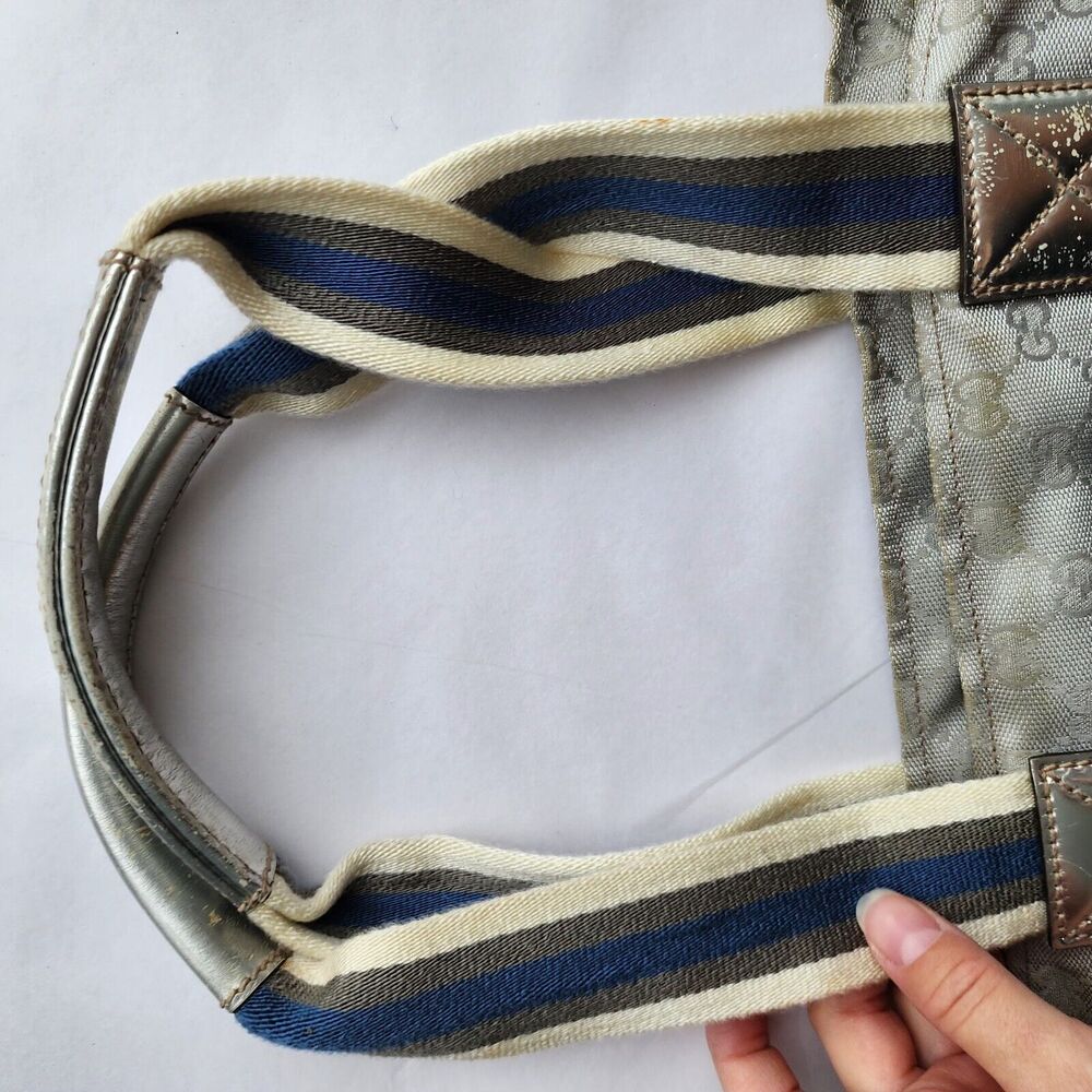 Vintage GUCCI Sherry Line Bag GG Web Silver Embroidered - Picture 5 of 12